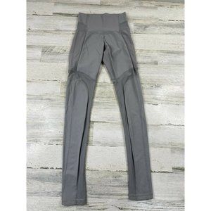 Lululemon Womens XS 0 Grey Hot Yoga Athletic Leggings Wraparound Mesh Panels
